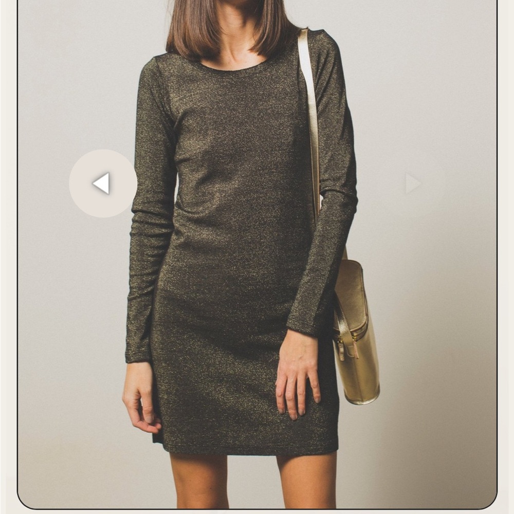 Nation Ltd Little Metallic Dress in Black Gold New With Tags Size Small - Picture 14 of 14